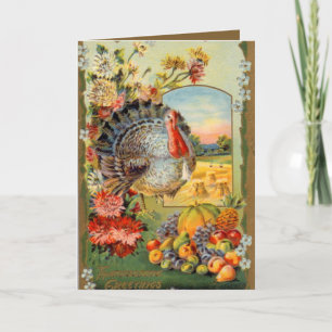 vintage Thanksgiving Holiday turkey Card