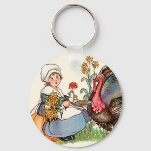 vintage thanksgiving key ring