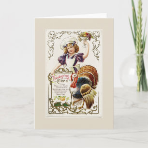Vintage Thanksgiving Menu Greeting Card