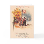 Vintage Thanksgiving Pilgrims Greeting Card