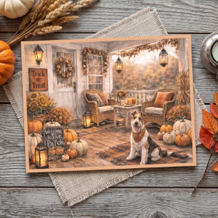 Vintage Thanksgiving Porch Floral Watercolor Art Postcard