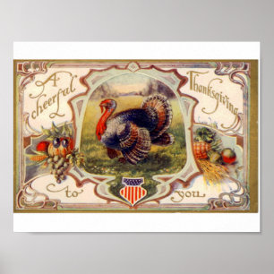Vintage Thanksgiving Poster -- Turkey
