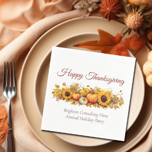 Vintage Thanksgiving Pumpkins Custom Company Party Napkin