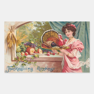 Vintage Thanksgiving Rectangular Sticker