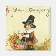 Vintage Thanksgiving Square Magnet