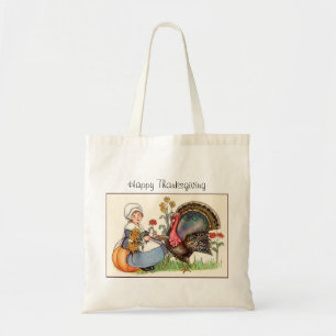 vintage thanksgiving tote bag