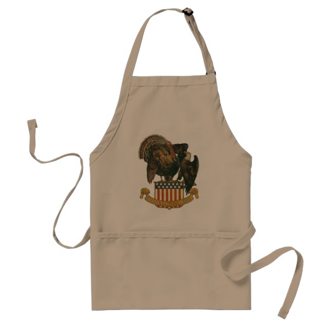 Vintage Thanksgiving Turkey, Eagle, American Flag Standard Apron (Front)