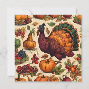 Vintage Thanksgiving Turkey Holiday Card