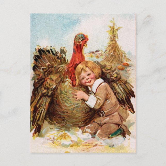 Vintage Thanksgiving Turkey Holiday Postcard (Front)