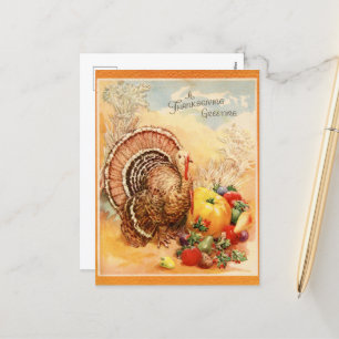 Vintage Thanksgiving turkey Holiday Postcard