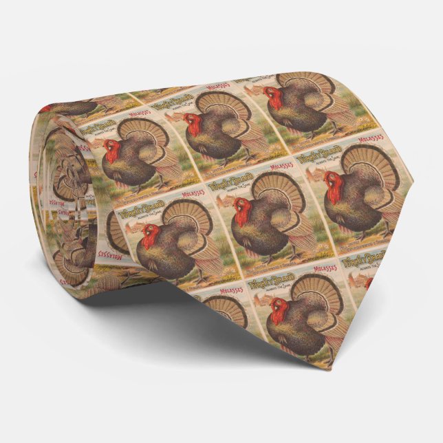 Vintage Thanksgiving Turkey Illustration (1891) Tie (Rolled)