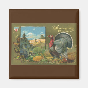 Vintage Thanksgiving, Turkey on the Farm Magnet