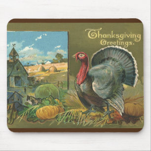 Vintage Thanksgiving, Turkey on the Farm Mouse Pad