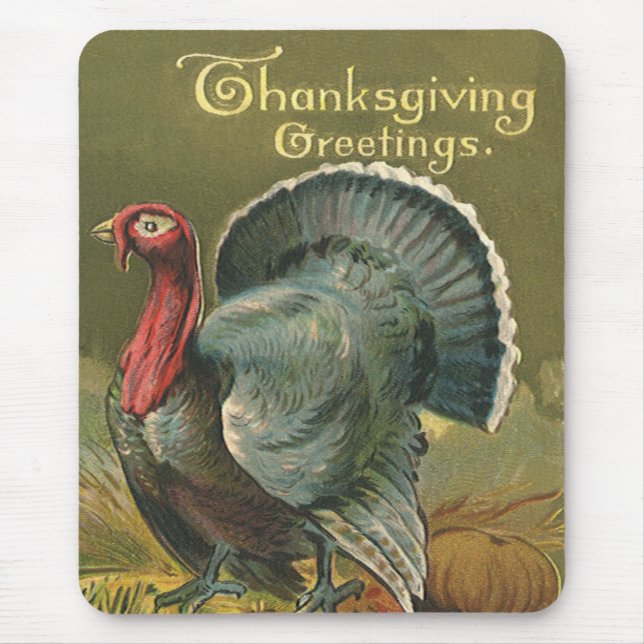 Vintage Thanksgiving, Turkey on the Farm Mouse Pad (Front)