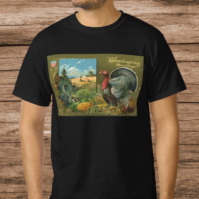 Vintage Thanksgiving, Turkey on the Farm T-Shirt (Creator Uploaded)