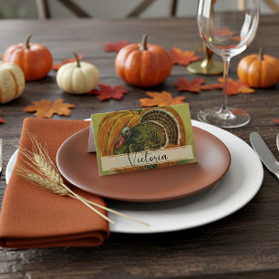 Vintage thanksgiving turkey place card