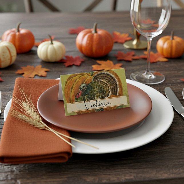 Vintage thanksgiving turkey place card (Creator Uploaded)