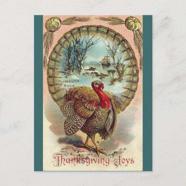 Vintage Thanksgiving Turkey-Postcard Holiday Postcard (Front)
