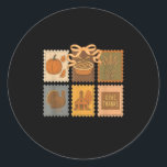 Vintage Thanksgiving,turkey,pumpkin, Autumn Tee Fu Classic Round Sticker<br><div class="desc">Vintage Thanksgiving, turkey, pumpkin,  Autumn Tee Funny Women</div>