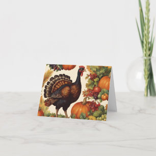 Vintage Thanksgiving Turkey with Pumpkin Card