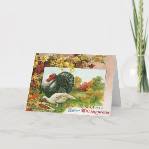Vintage Thanksgiving, Wild Turkeys Autumn Colours Holiday Card