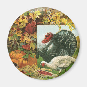 Vintage Thanksgiving, Wild Turkeys Autumn Colours Magnet