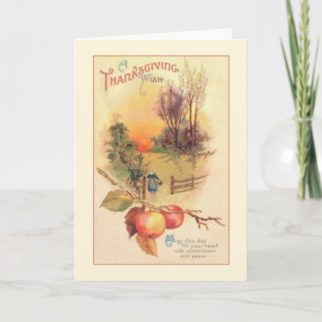 Vintage Thanksgiving Wish Greeting Card (Front)