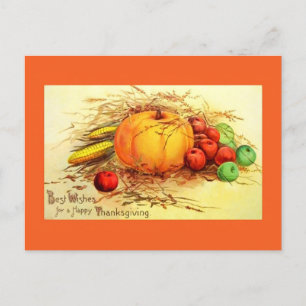 Vintage Thanksgiving Wishes Postcard