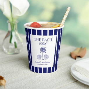 Vintage The Bach Club Navy Beach Bachelorette Paper Cups