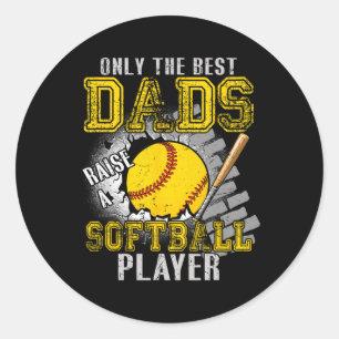 Vintage The Best Dads Raise A Softll Player Father Classic Round Sticker