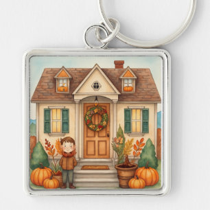 Vintage, The Boy and Harvest Home,Thanksgiving Key Ring