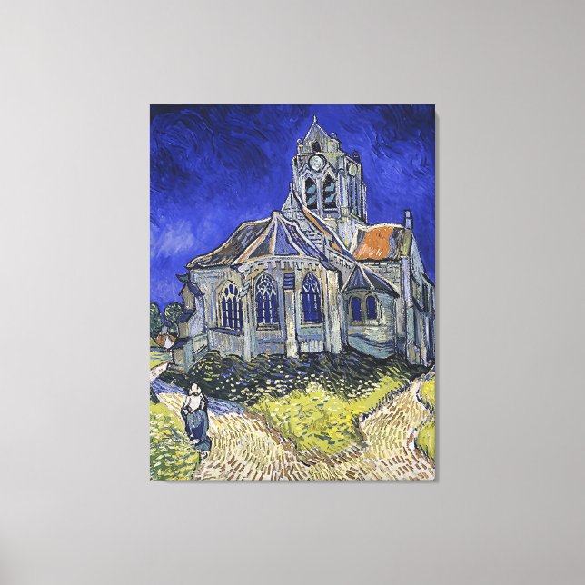 Vintage The church in Auvers-sur-Oise by Van Gogh Canvas Print (Front)
