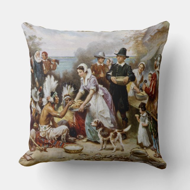 Vintage The First Thanksgiving 1621 Jean Ferris Cushion (Front)