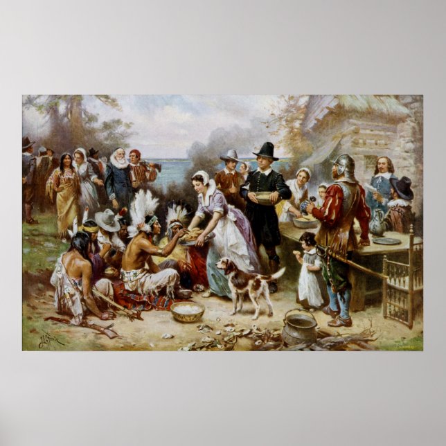 Vintage The First Thanksgiving 1621 Jean Ferris Poster (Front)