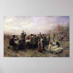 Vintage The First Thanksgiving at Plymouth Poster