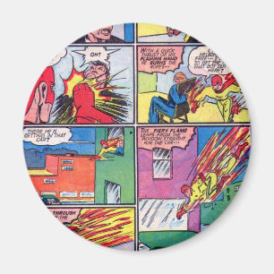 Vintage The Flame Superhero Comic Book Villain Magnet