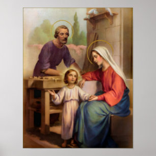 vintage the holy family, Jesus christ, Josef,Mary Poster