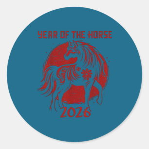 Vintage The Horse Lunar Chinese New Year Zodiac Classic Round Sticker