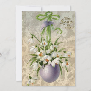 Vintage The Lord Has Risen Easter Egg Cross Easter Holiday Card