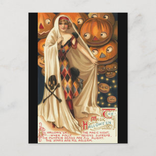 Vintage The Magic Halloween Postcard