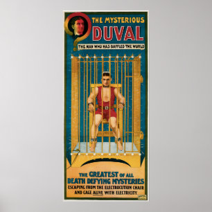 Vintage The Mysterious Duval Magic Poster