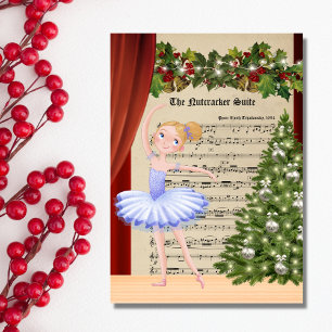 Vintage The Nutcracker Sheet Music Blonde Ballerin Holiday Card