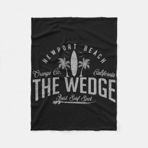 Vintage The Wedge Best Surf Spot Newport Beach Dge Fleece Blanket
