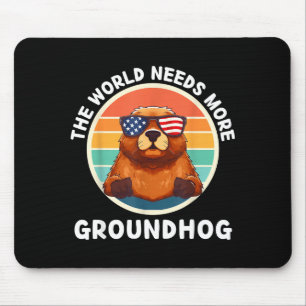 Vintage The World Needs More Groundhog Retro Groun Mouse Pad