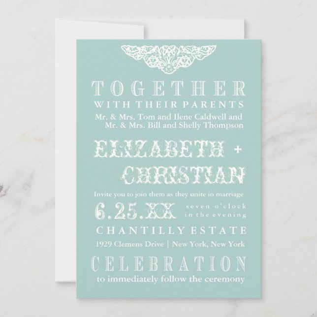 Vintage Theatre Bill Wedding Invitation-ice blue Invitation (Front)