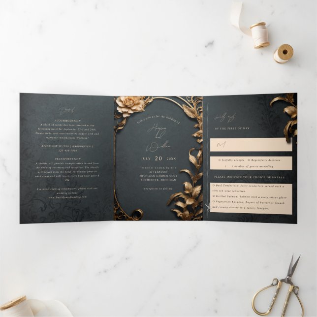 Vintage Theatre-Inspired Tri-Fold Wedding (Inside)