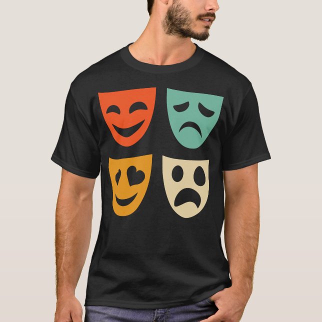 Vintage Theatre Masks Theatre Actress D T-Shirt (Front)