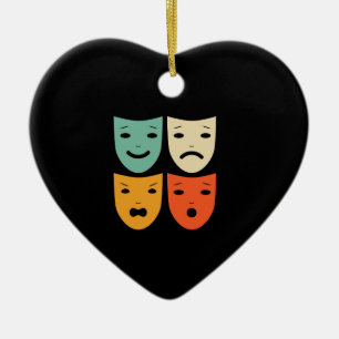 Vintage Theatre Masks Theatre Actress Drama Actor Ceramic Tree Decoration