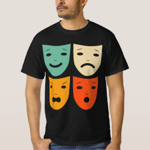Vintage Theatre Masks Theatre Actress Drama Actor  T-Shirt