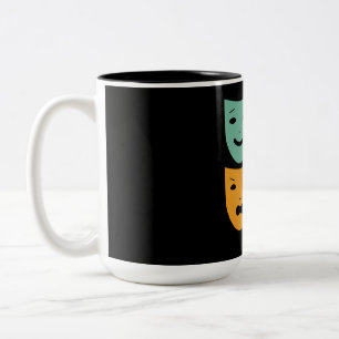 Vintage Theatre Masks Theatre Actress Drama Actor Two-Tone Coffee Mug